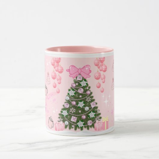 Tasse de Noël Rose Rêveuse / Douce Fille✨ (Centre)