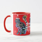 Tasse de Noël rouge Tuxedo Cat Merry Catsmus (Gauche)