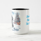 Tasse de Noël Shih Tzu Noir Galopant Dans La Neige (Centre)