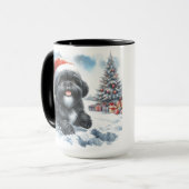 Tasse de Noël Shih Tzu Noir Galopant Dans La Neige (Devant gauche)