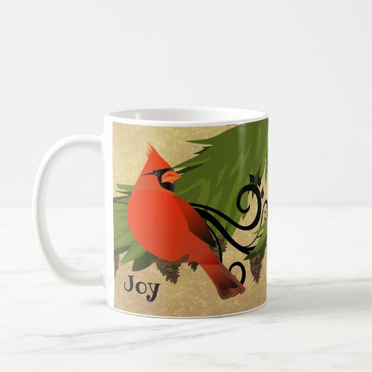 Tasse de Noël Vacances Oiseau Cardinal Rouge (Gauche)