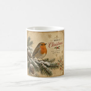 tasse de Noël vintage rouge-gorge 