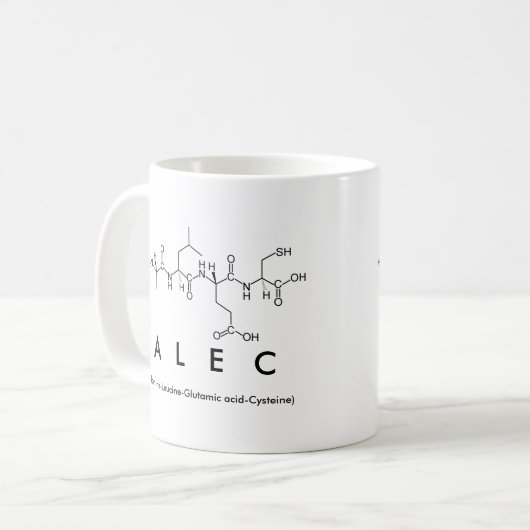 Tasse de nom de peptide d'Alec (Devant gauche)