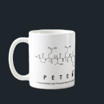 Tasse de nom de peptide de Peter<br><div class="desc">Peter a défini en acides aminés comme P E T E R (arginine d'acide glutamique de thréonine d'acide glutamique de proline) sur une tasse pour le scientifique dans vous.  
 Ne peut pas trouver ce que vous voulez ?</div>