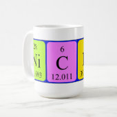 Tasse de nom de table périodique de Nicky (Devant gauche)