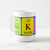 Tasse de nom de table périodique de Nikita (Devant gauche)