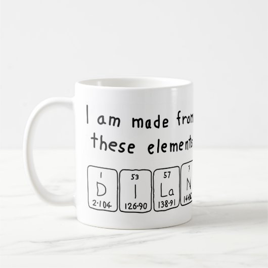Tasse de nom de table périodique Dilan (Gauche)