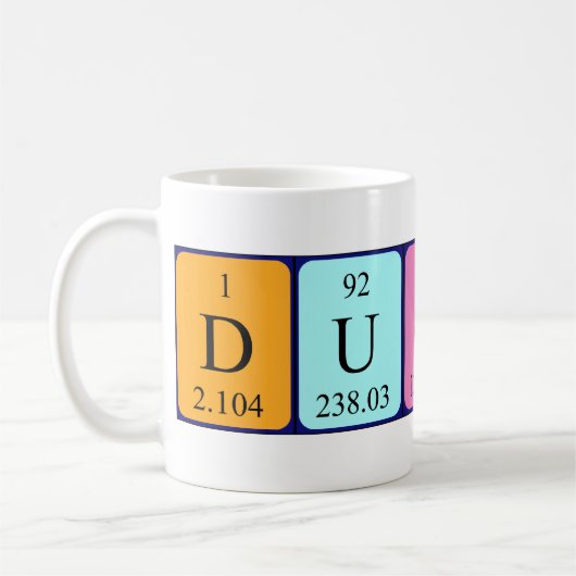 Tasse de nom de table périodique Ducky (Gauche)