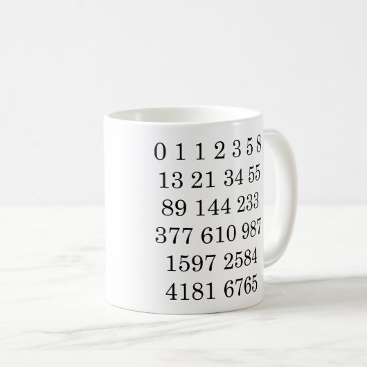 Tasse de nombres de Fibonacci de maths de tasse (Devant droit)