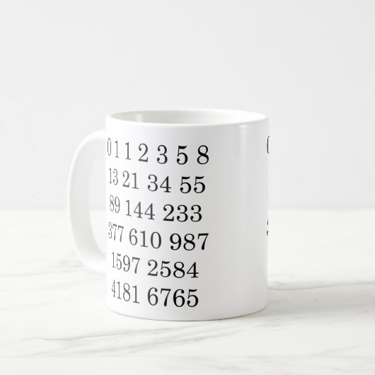 Tasse de nombres de Fibonacci de maths de tasse (Devant gauche)