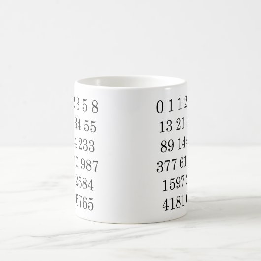Tasse de nombres de Fibonacci de maths de tasse (Centre)