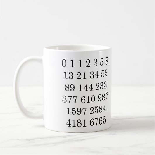 Tasse de nombres de Fibonacci de maths de tasse (Gauche)