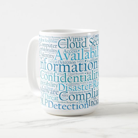 Tasse de nuage de mot de protection des données (Devant gauche)