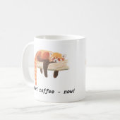 Tasse de panda rouge, "j'ai besoin de café " (Devant gauche)