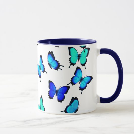 Tasse de papillons de jungle de vert bleu (Droite)