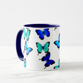 Tasse de papillons de jungle de vert bleu (Devant gauche)