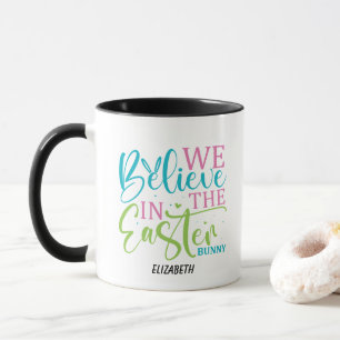 Tasse de Pâques calligraphie moderne de lapin de P