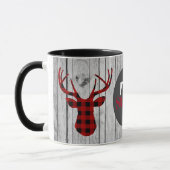 Tasse de pays de monogramme de plaid de cerfs (Gauche)