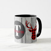 Tasse de pays de monogramme de plaid de cerfs (Devant droit)