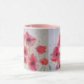 Tasse de peinture aquarelle de coquelicots rouges  (Centre)
