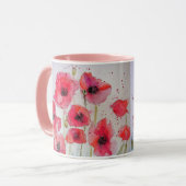 Tasse de peinture aquarelle de coquelicots rouges  (Devant gauche)