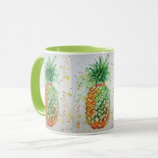 Tasse de peinture aquarelle de l'ananas vert (Devant gauche)