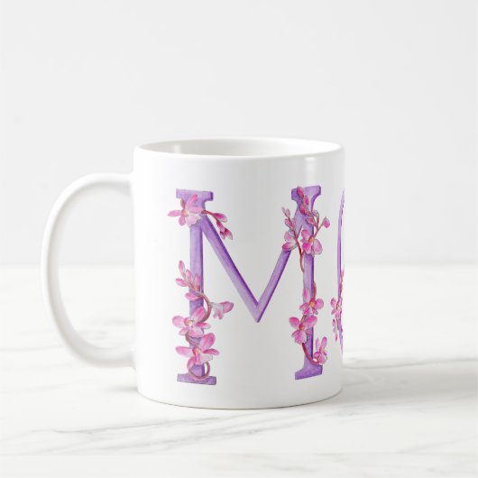 Tasse de peinture d'art d'orchidée des textes de (Gauche)