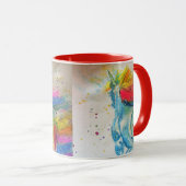 Tasse de peinture de Noël licorne arc-en-ciel (Devant droit)