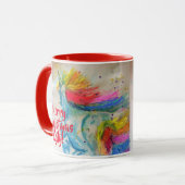 Tasse de peinture de Noël licorne arc-en-ciel joye (Devant gauche)
