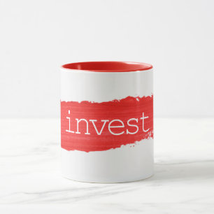 Tasse de peinture rouge avec texte INVEST