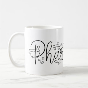 Tasse de pharmacien à typographie artistique