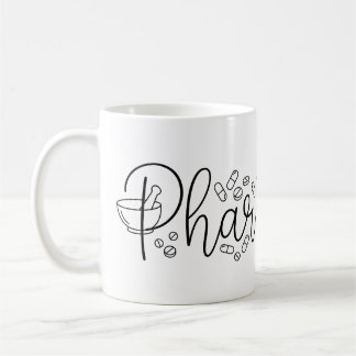 Tasse de pharmacien à typographie artistique