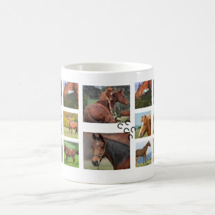 Tasse de photo de collage de cheval (ronde)