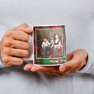 Tasse de photos à carreaux de Noël