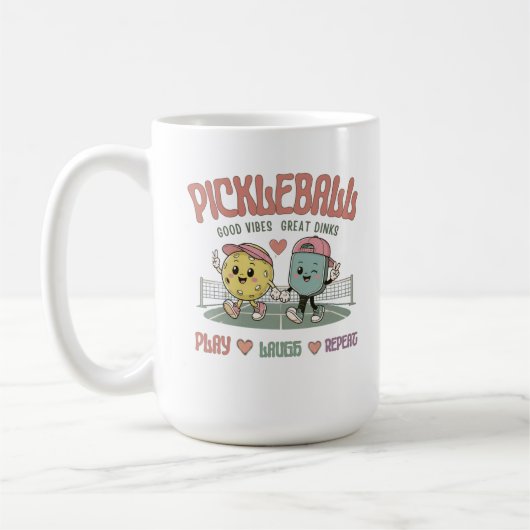 Tasse de pickleball « Play Laugh Repeat » | Image (Gauche)