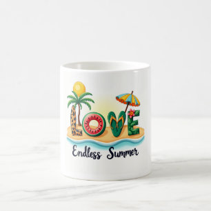 Tasse de plage d'été éléments dessin animé Love Be