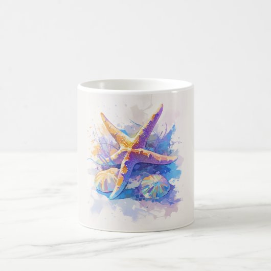 Tasse de plage étoile de mer aquarelle (Centre)