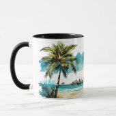 Tasse de plage tropicale à l'aquarelle  (Gauche)
