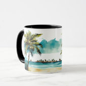 Tasse de plage tropicale à l'aquarelle  (Devant gauche)