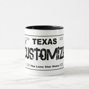 Tasse de plaque d'immatriculation Texas blanc pers