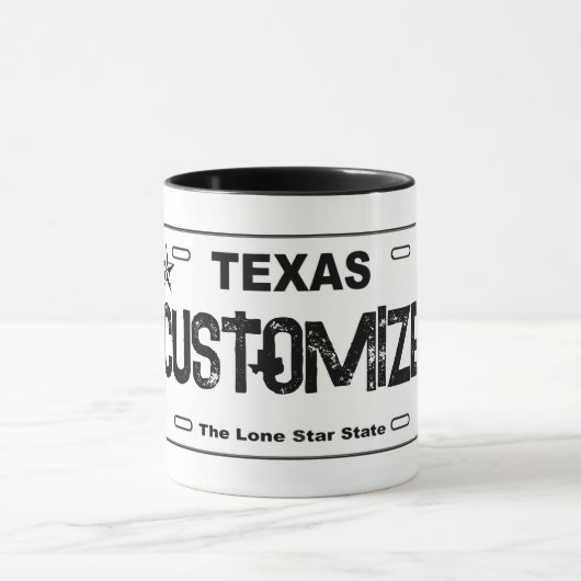 Tasse de plaque d'immatriculation Texas blanc pers (Centre)