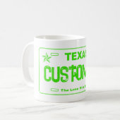 Tasse de plaque d'immatriculation Texas vert perso (Devant gauche)