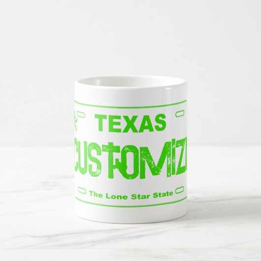 Tasse de plaque d'immatriculation Texas vert perso (Centre)