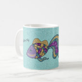 Tasse de poisson nageant avec paillettes violettes (Devant gauche)