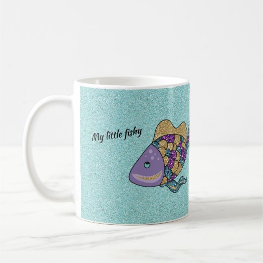 Tasse de poisson nageant avec paillettes violettes (Gauche)