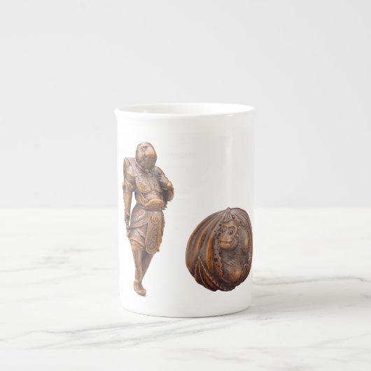 Tasse de porcelaine de Netsuke de singe (Devant)