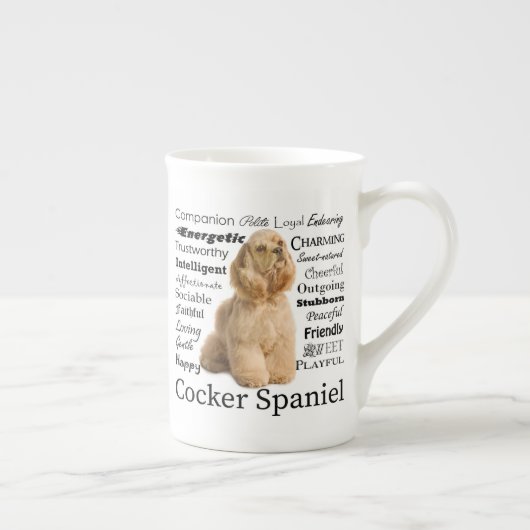 Tasse de porcelaine tendre de traits de cocker (Droite)