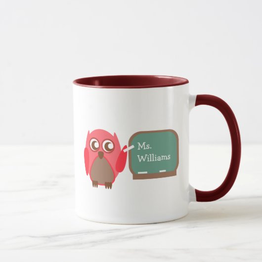 Tasse de professeur - hibou rouge au tableau (Droite)