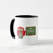 Tasse de professeur - hibou rouge noir de Chevron (Devant gauche)