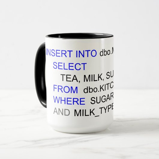 TASSE DE PROGRAMMATION DE THÉ DE SQL (Devant gauche)